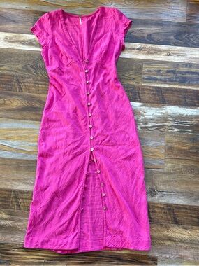 Free People New in Town Pink Midi Dress Size Large. *see pictures*